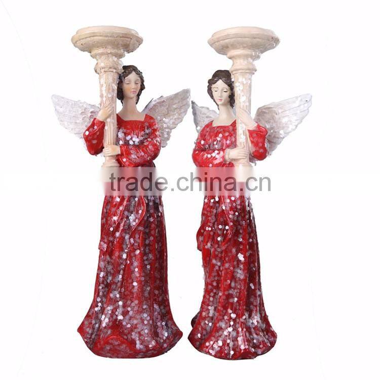 Custom 2017 christmas gift red skirt fairy candle holder