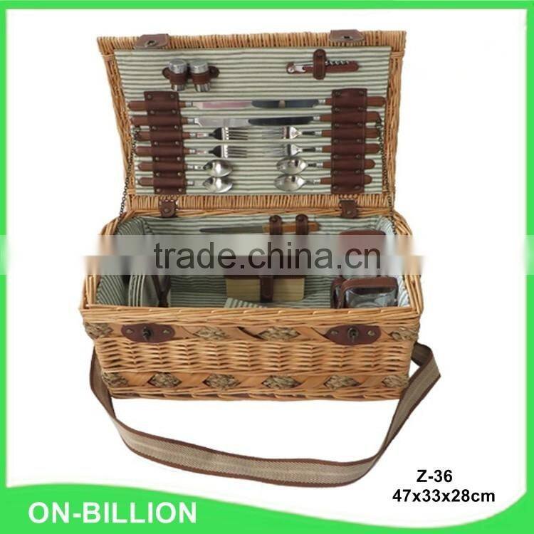 Romantic wicker basket cane western picnic basket for camping