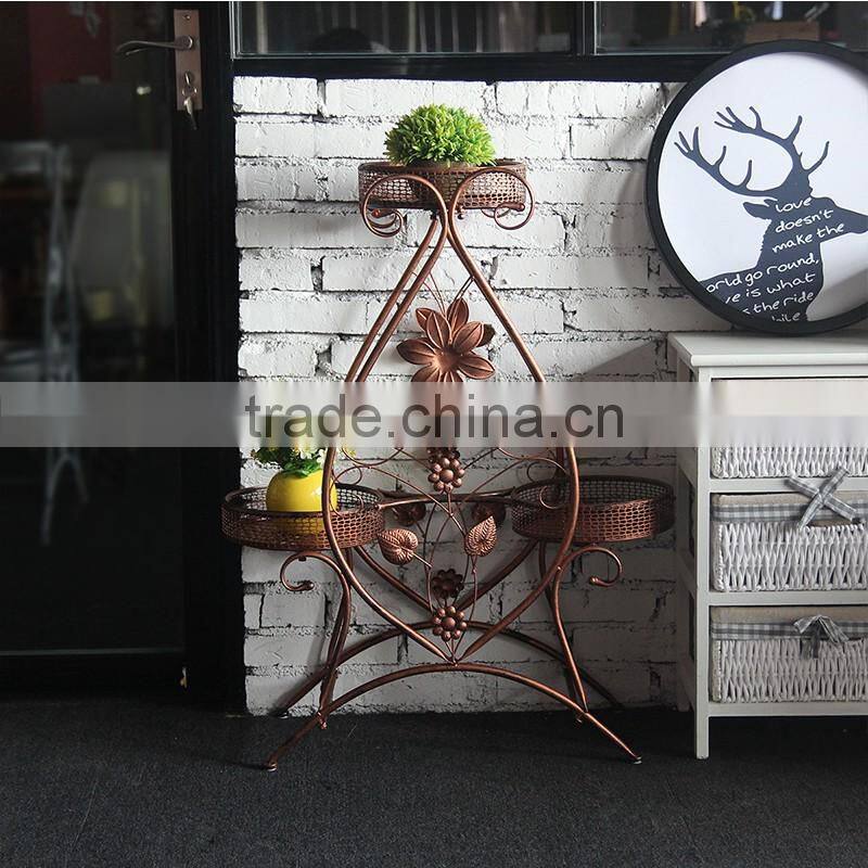 Elegant European Style Cart Design 6 Tier wrought Metal Planter / Flower Pot Holder Display Rack Stand garden decor