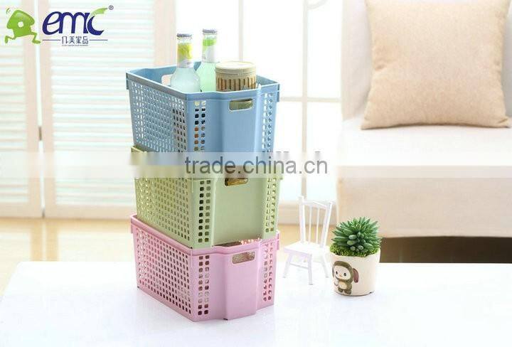 emc creative plastic storage basket, stackable storage basket