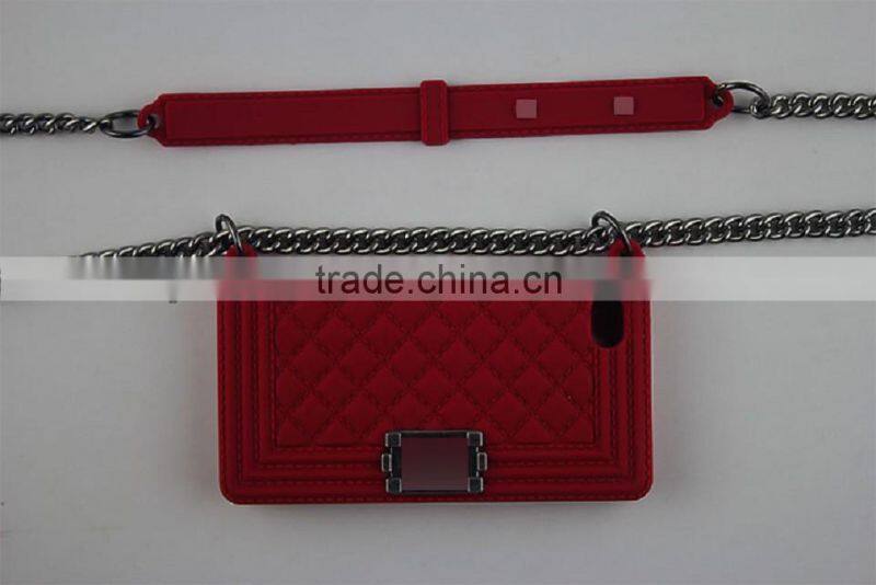 silicon women phone wallet phone case phone bag with Stainless Steel Chain