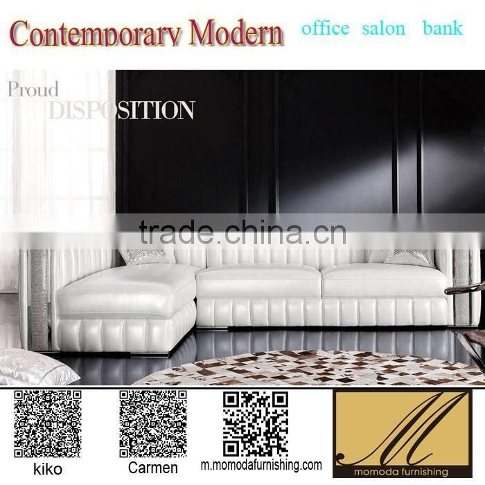 ND1139 neoclassic white leather L shape living room luxury sofa set home furniture new alibaba design