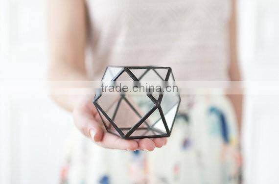 Gardening gift Cuboctahedron Cactus planter Geometric glass terrarium