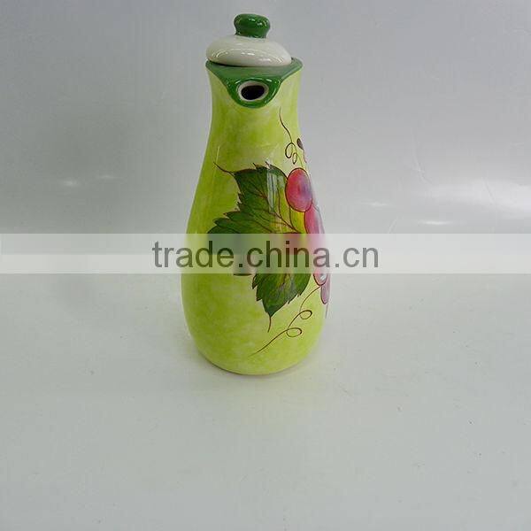Novel design handpainted ceramic oil vinegar bottle