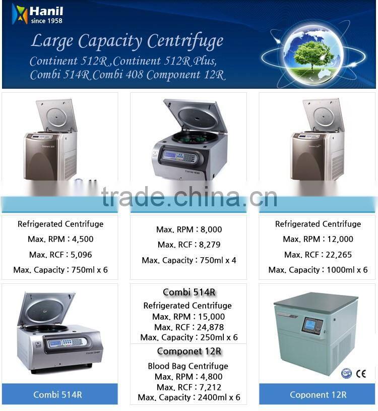 Refrigerated laboratory Large Capacity (1,000ml X 6) Multipurpose Centrifuge Separator Machine Continent 512R PLUS