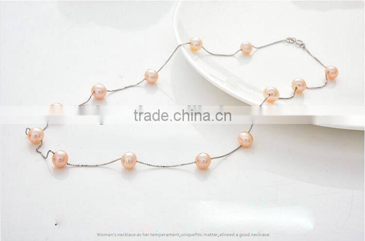 6-7 mm pink freshwater pearl necklace and bracelet sets