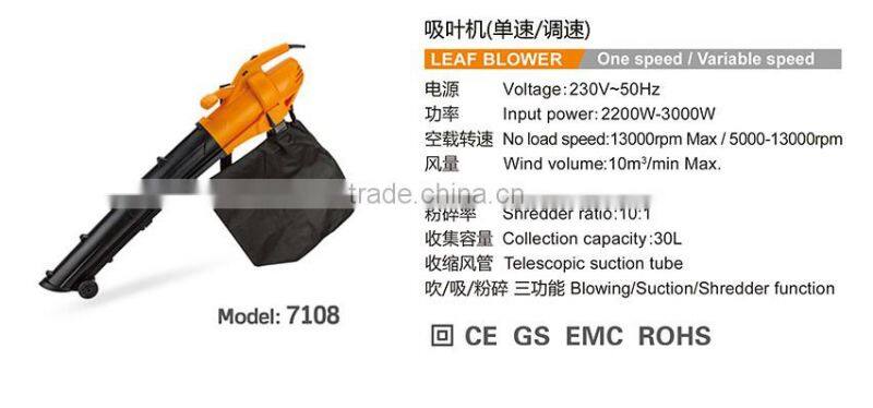 Garden variable electric vacuum Leaf blower 3000W collect ash, leaves high power tools