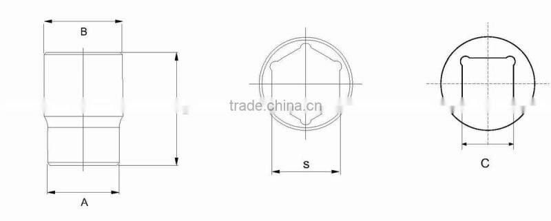 1/4DR Hex Point Socket, Hand Socket Wrench