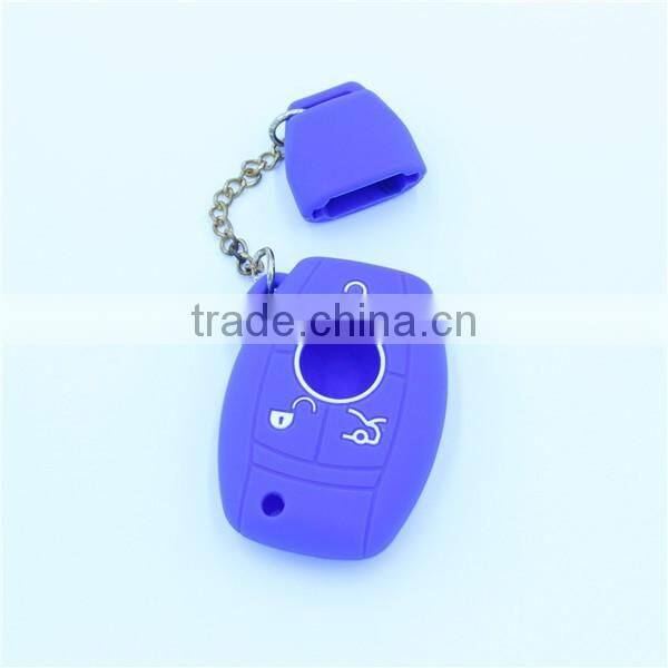 New arrival 3 button Silicone car key shells for mercedes-ben key with chains