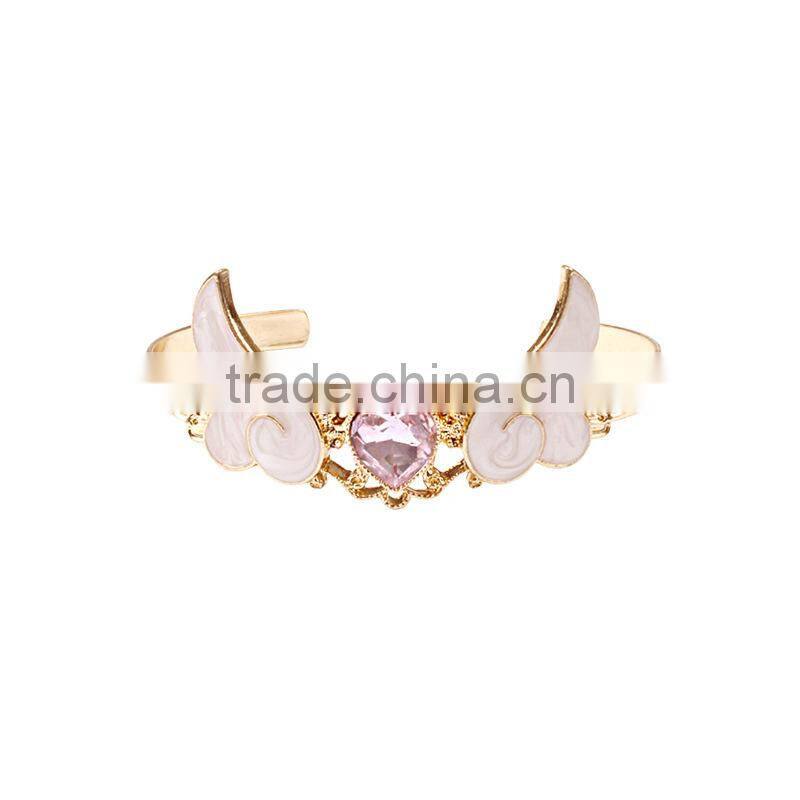 crystal heart angel wing cuff bangle gold angel wing cuff bangle