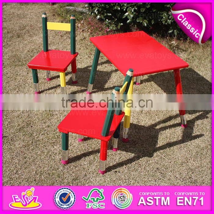 2015 Excellent quality cheap folding kids pencil table and chairs,Cartoon pencil used children table and chair wholesale WO8G138
