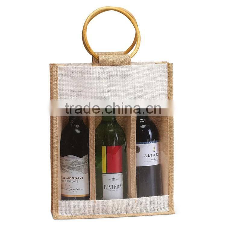 Natural wedding favor burlap Linen jute holiday wine gift bottle bags