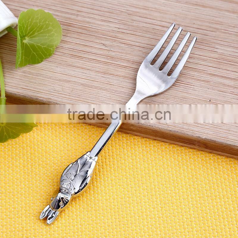 New design hot selling rabbit shape zinc material kids spoon and fork cutlery set