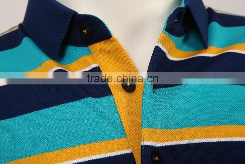 men fashion 100% cotton golf custom striped polo shirt