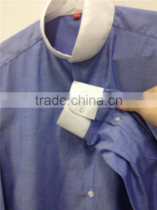 Mens banded collar contrast collar cuff shirts