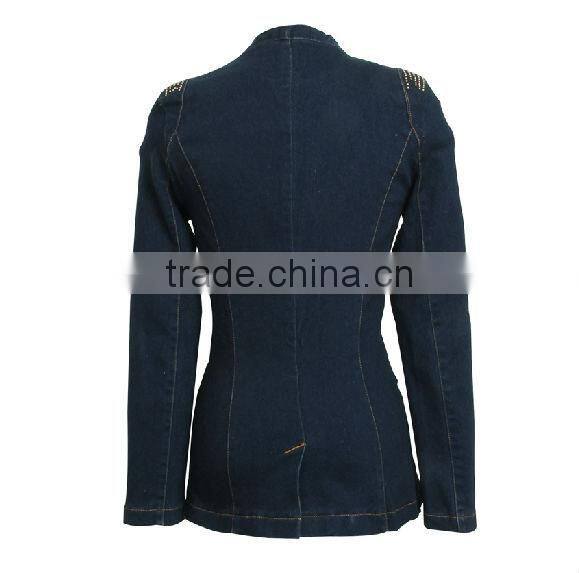 slim fit long sleeve blue denim style branded blazers for formal wear