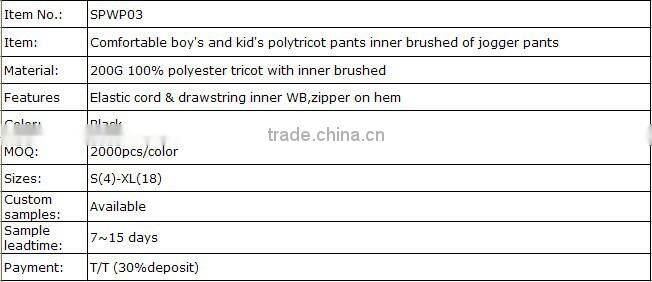 Comfortable boy's and kid's polytricot pants inner brushed of jogger pants