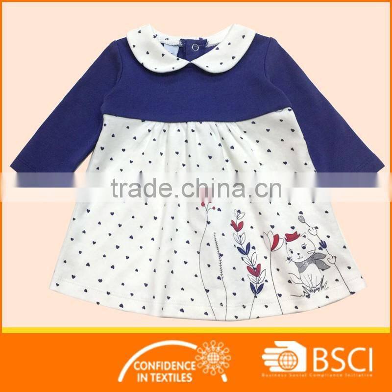 2017 high-end custom baby clothing children one piece girls party dresses with embroidery