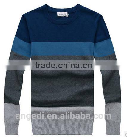 customized softy men's stripe spring or autumn knitted top in flat knit material