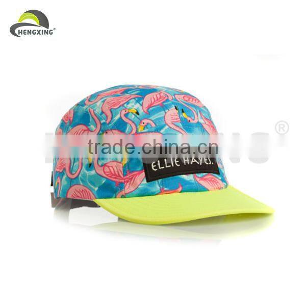 Tie Dyed Lether Strap Floral Blank Wholesale Custom 5 Panel Hats