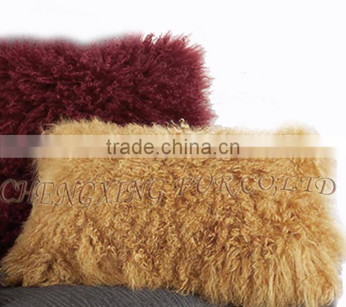 CX-D-01A High Quality Customed Size ColorfulTibetan Lamb Fur Pillow Cover