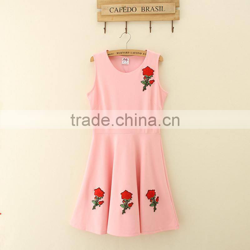 2017 hot selling family clothes wholesale mommy and me dress pink mother and daughter sweet casual dresses family clothes