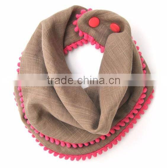 Fashion Cotton Baby Scarf Custom Pom Pom Baby Bandana Drool Bib