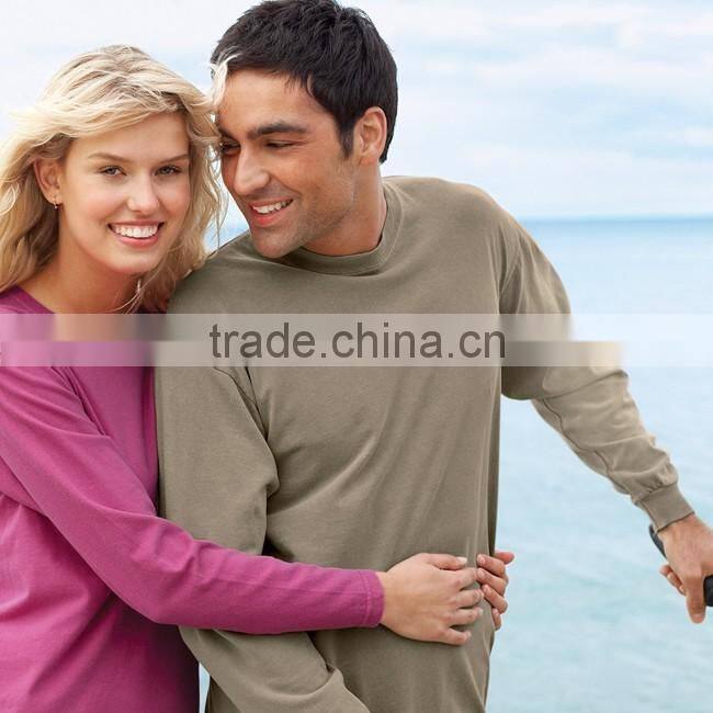Soft 100% Preshrunk Cotton Plain T Shirt Blank Unisex T Shirt Crewneck Long Sleeve Tee Wholesale