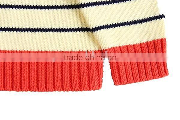 Contrast color trim baby cotton sweater cardigan