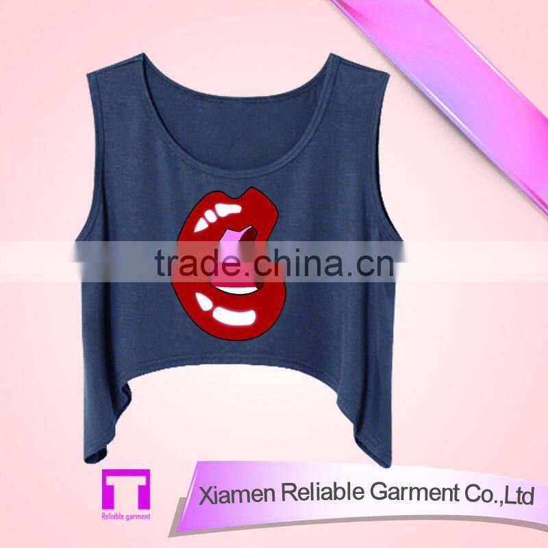 180GSM girls clothing summer modern screen printing tank top wholesale for women