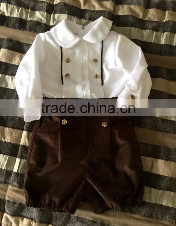 Baby Boys Posh Clothing Children White Chevron Shirts And Pants Outfit Baptism Sets