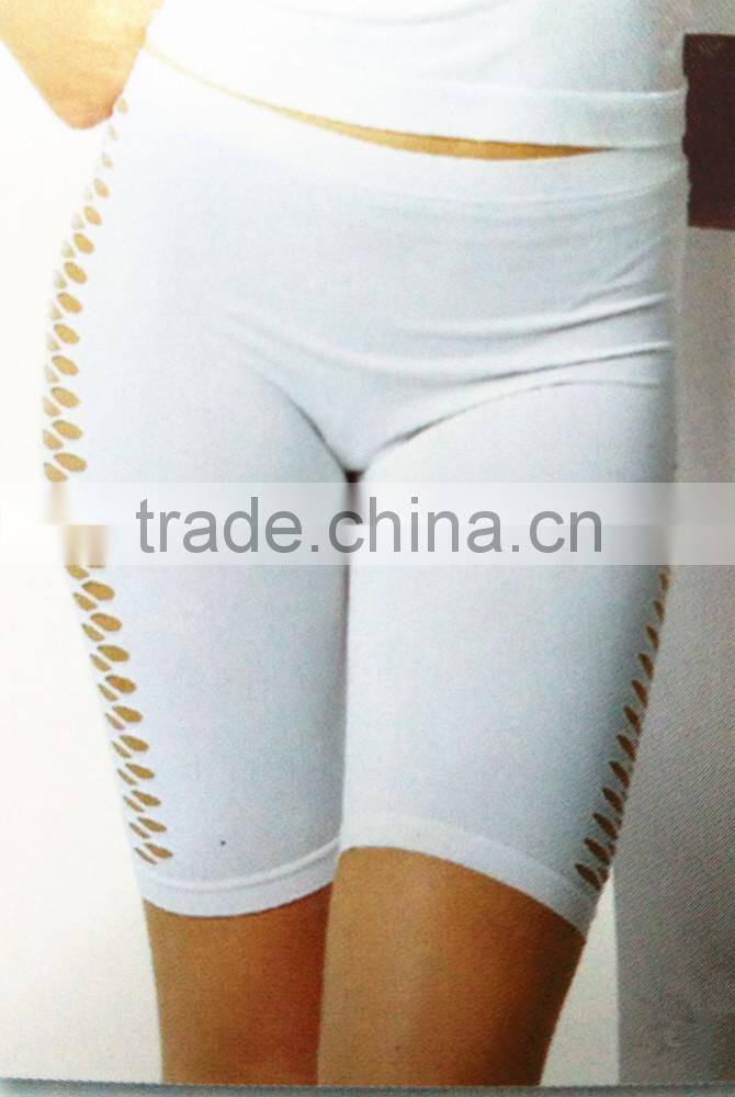 Sexy seamless mature women mesh side panels legging