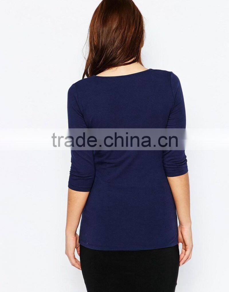 Comfortable fashion short sleeve knitted fabric maternity clothes