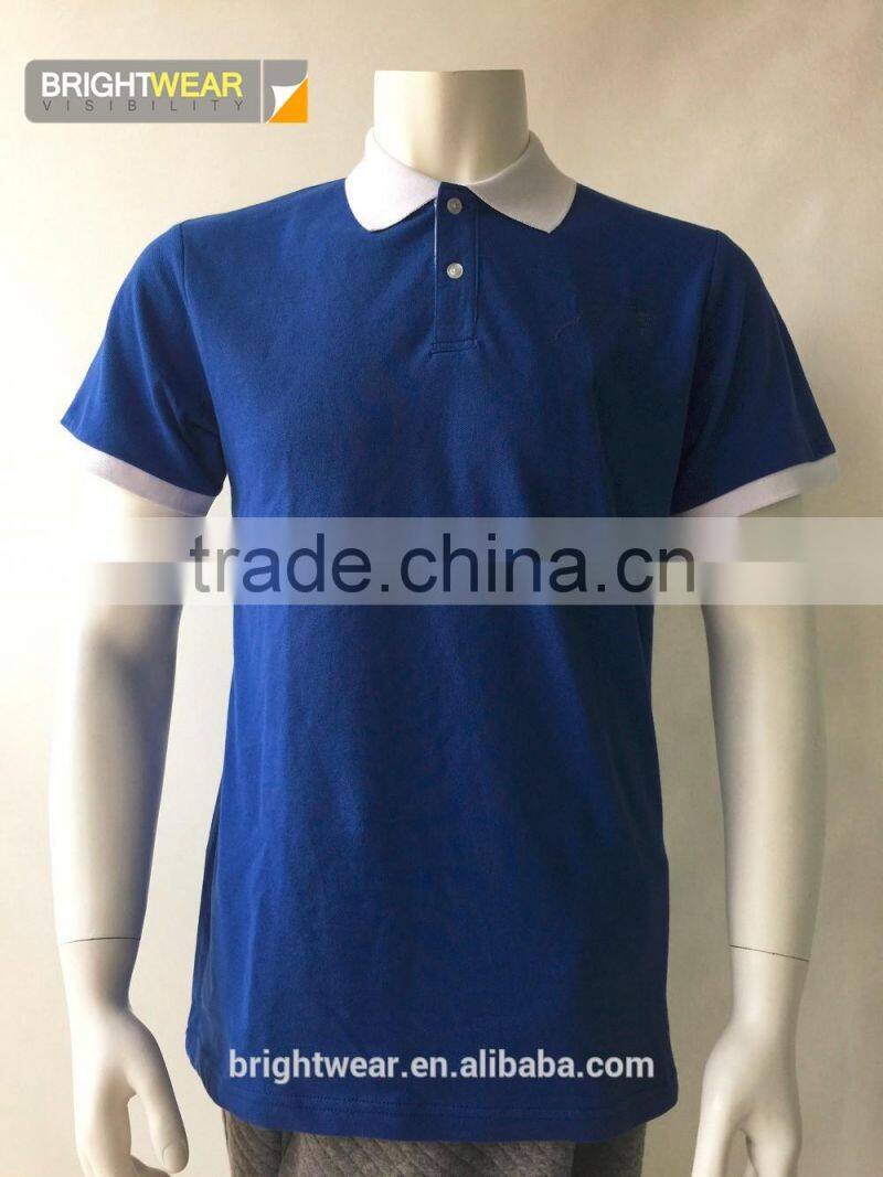Men's contrast color school uniform polo shirt with short sleeve