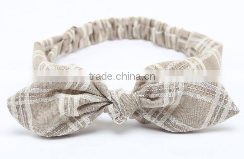 plaid yarn dye woven fabric headband for kids