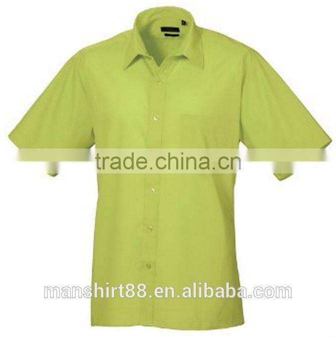Mens Short Sleeve Formal Poplin Plain Work Shirt