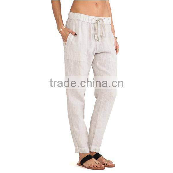 High quality natural linen pant for lady