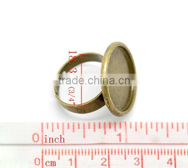 10PCs Antique Bronze Adjustable Rings Blank Settings 18.3mm US 8 Ring Setting
