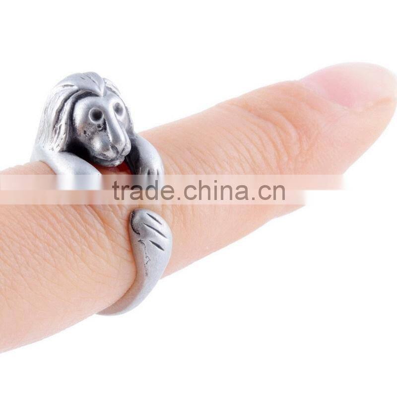 Lion Rings Animal Wrap Rings Jewelry Adjustable Retro Ring for Men & Women Resizable
