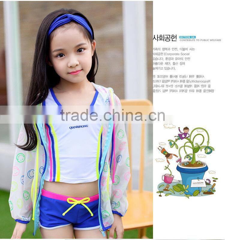 2017 childern girl anti-UV swim wear child baby sunblock beachwear