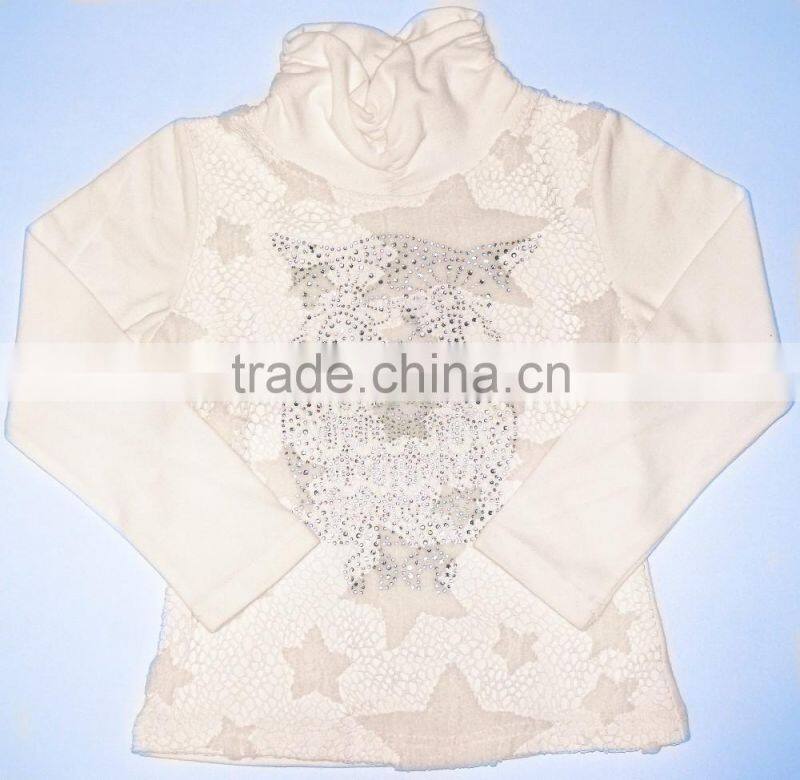 Breathable Lace Star Embroider Turtleneck Long Sleeve Kids Shirt