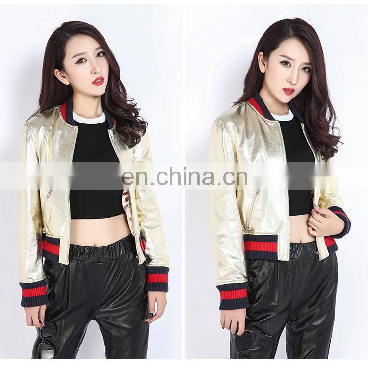 Women Autumn 2016 New Motorcycle Leather Coats Short Korean Version of Slim Real Leather Coat Female