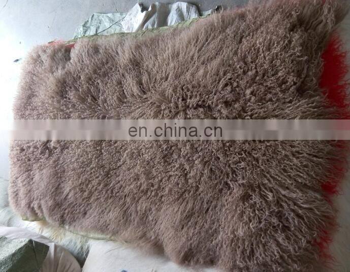 Factory wholesale long hair tanned real mongolian tibetan lamb fur plate