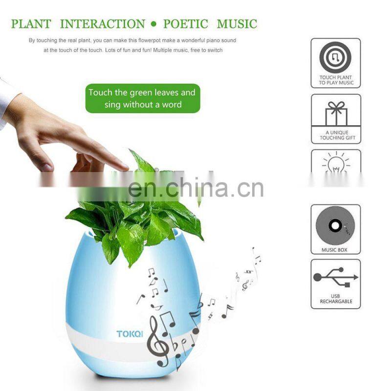 TOKQI K3 Waterproof Egg Intelligent Bluetooth Music Flower Pot Speaker with Touch Sensor Plant for Home Office