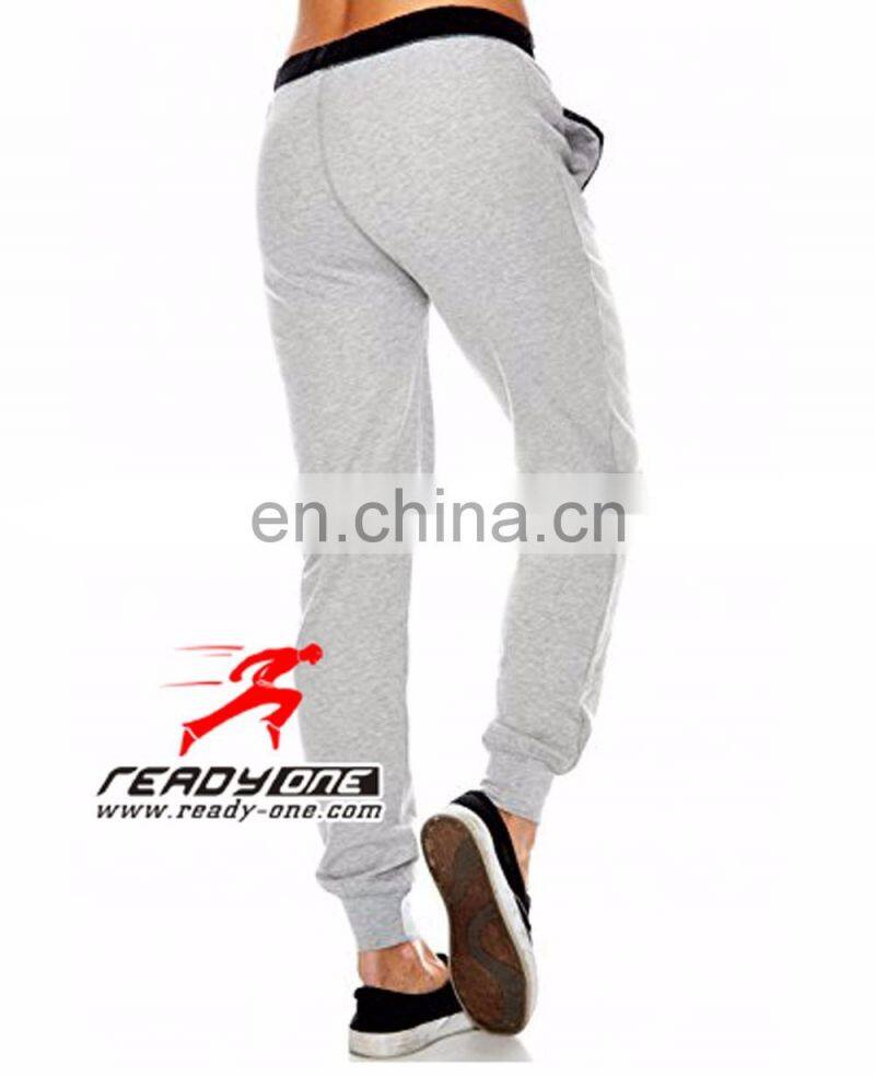 Wholesale OEM Polyester Green Slim fit construction Soft Woman Sweat pants tapered sweat pants