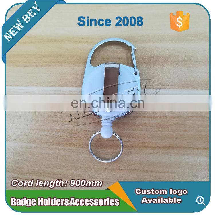 Custom 90Cm Reel Epoxy Dome Logo White Plastic Id Badge Holder With Belt Clip