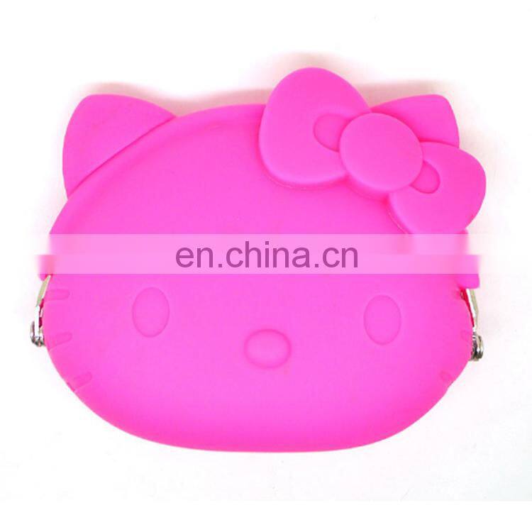 Customized Women Gentle Cartoon Piggy Coin Bank Case Metal Clip Silicone Wallet Purse