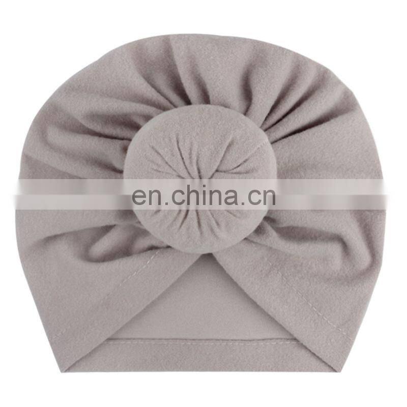 11colors Europe style organic cotton solid color rabbit ear bowknot baby turban hat free choose