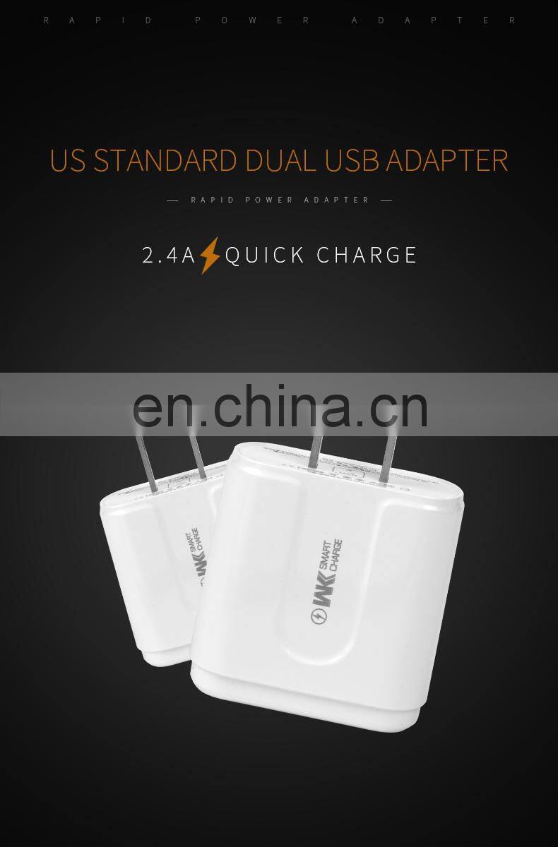 US Standard Quick Charging 2.4A Dual USB Charger Mini Portable