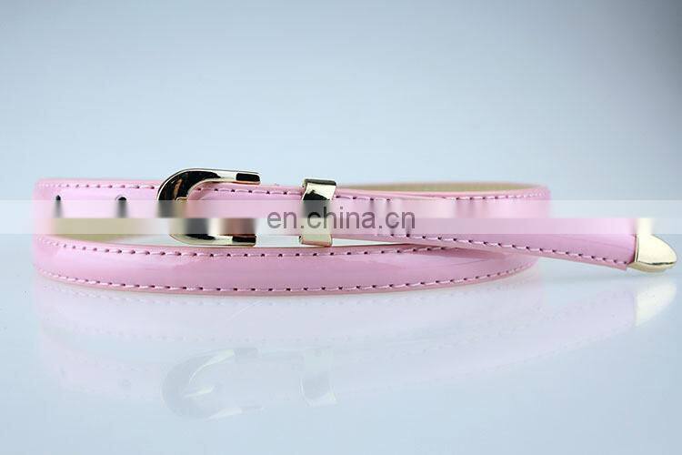 New Fashion Use 12 Colors Women Candy Color Narrow Thin Skinny Waist Belt Pu Leather Waistband